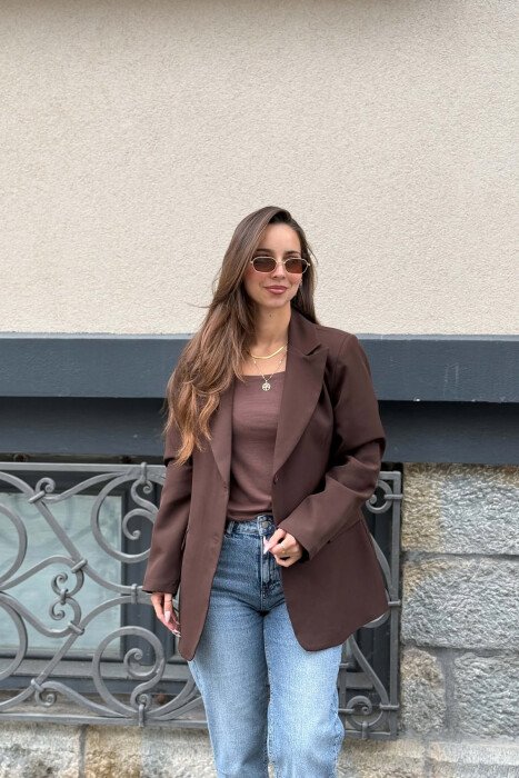 ONE COLOR SIMPLE WOMAN JACKET BROWN/KAFE 