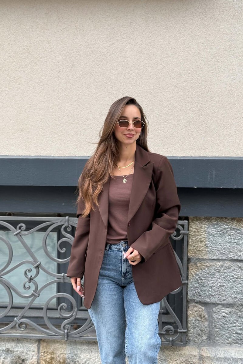 ONE COLOR SIMPLE WOMAN JACKET BROWN/KAFE - 1
