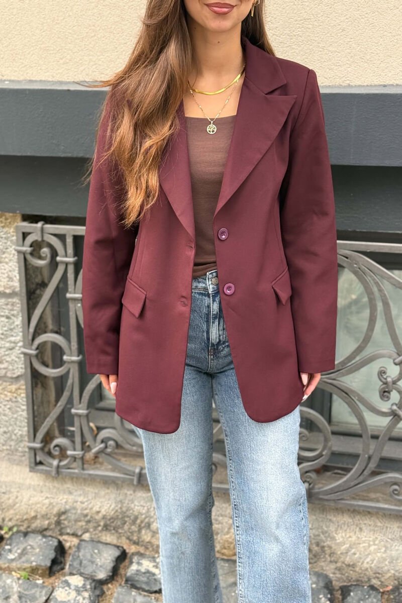 ONE COLOR SIMPLE WOMAN JACKET BURGUNDY/VISHNJE - 3