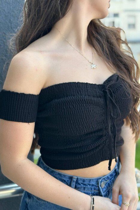 OFF SHOULDER WOMEN TANK TOPS BLACK/ E ZEZE - 2