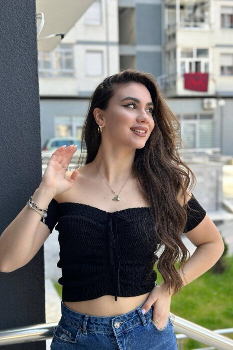 OFF SHOULDER WOMEN TANK TOPS BLACK/ E ZEZE 
