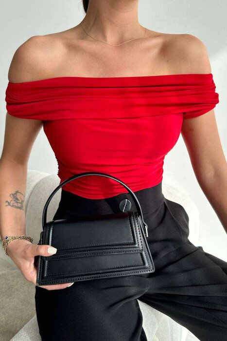 OFF THE SHOULDER ONE COLOR WOMEN BODY RED/E KUQE - 4