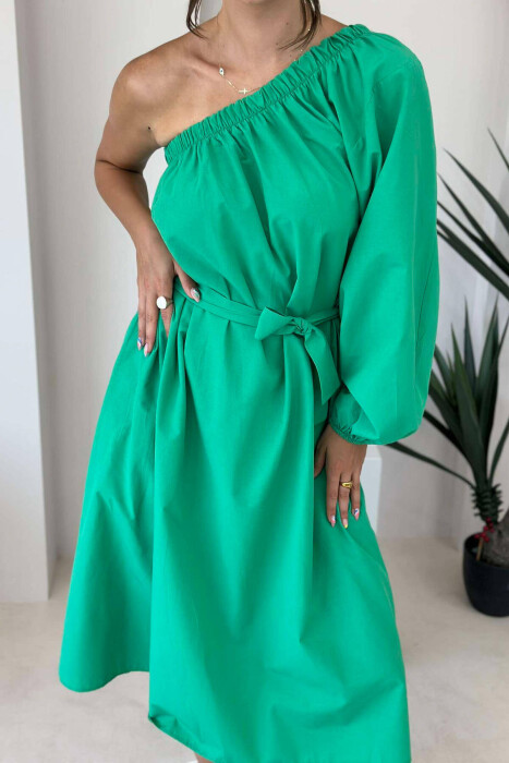 ONE ARM ONE COLOR WOMEN DRESS GREEN/JESHILE - 2
