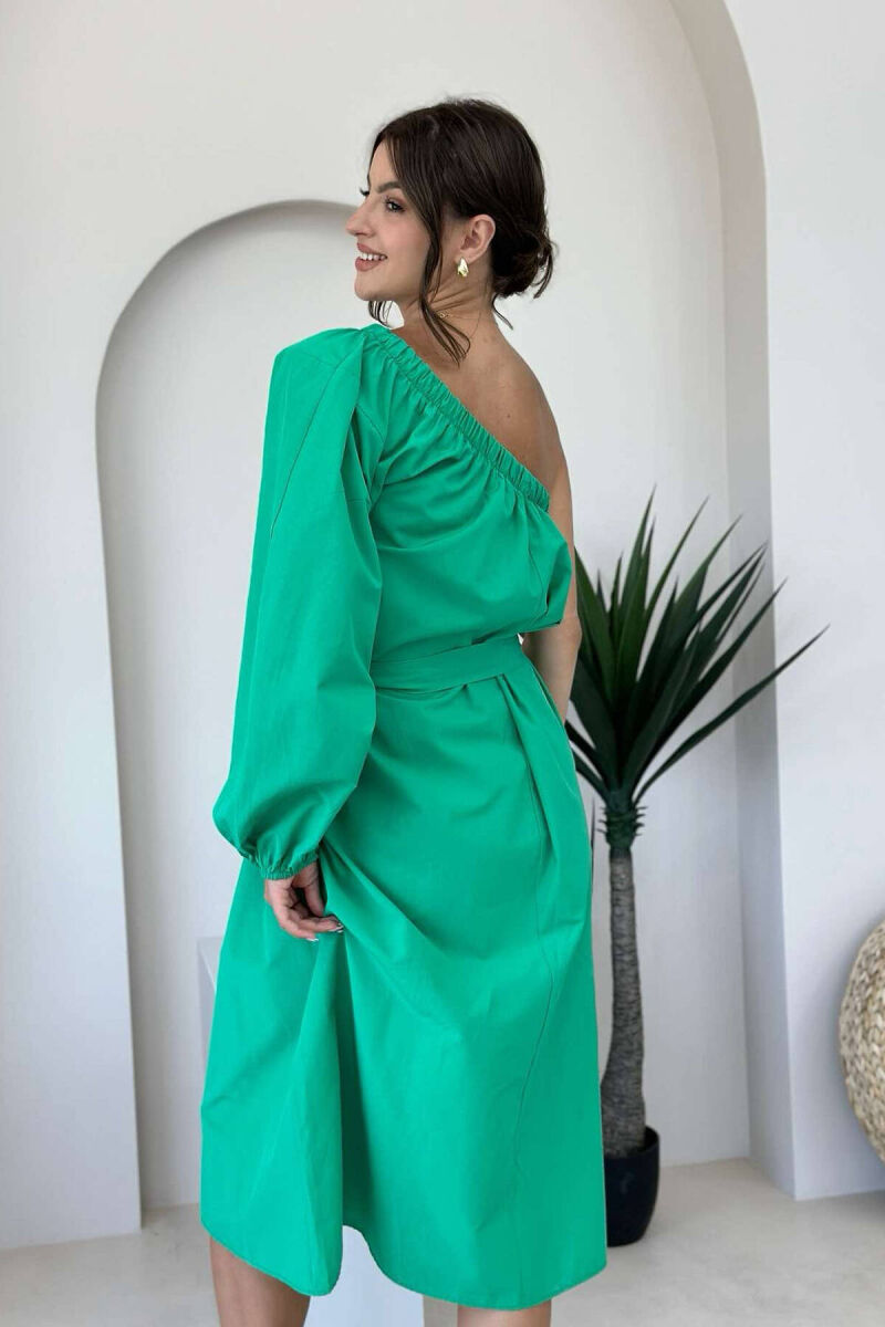 ONE ARM ONE COLOR WOMEN DRESS GREEN/JESHILE - 4