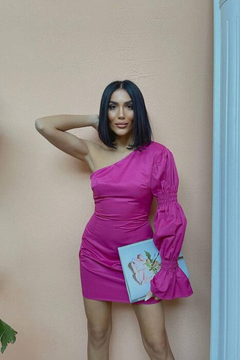 ONE ARM WOMAN DRESS FUCHSIA/CIKLAMI - KLAUDIO FASHION