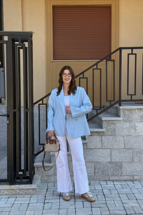ONE BUTTON CLASSIC WOMAN JACKET LIGHTBLUE/BZ - 1