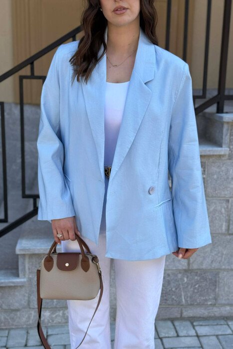 ONE BUTTON CLASSIC WOMAN JACKET LIGHTBLUE/BZ - 4