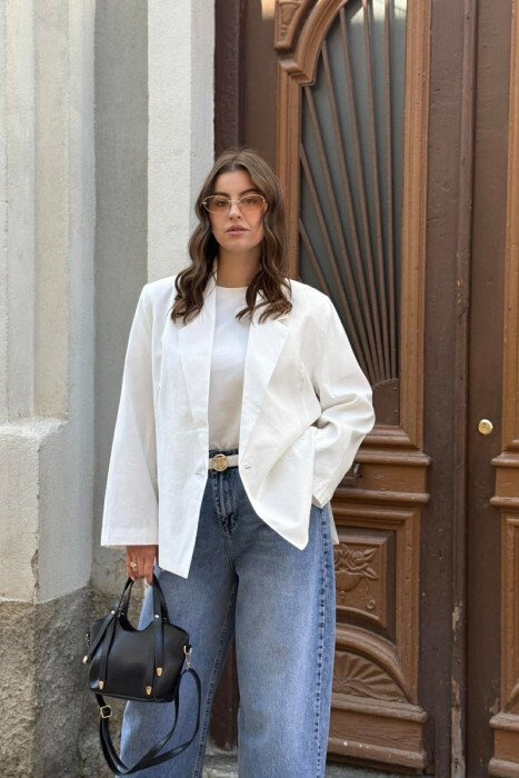 ONE BUTTON CLASSIC WOMAN JACKET WHITE-E BARDHE - 2