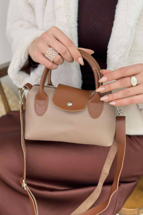 ONE BUTTON SMALL WOMEN BAG BEIGE/BEZHE - KLAUDIO FASHION