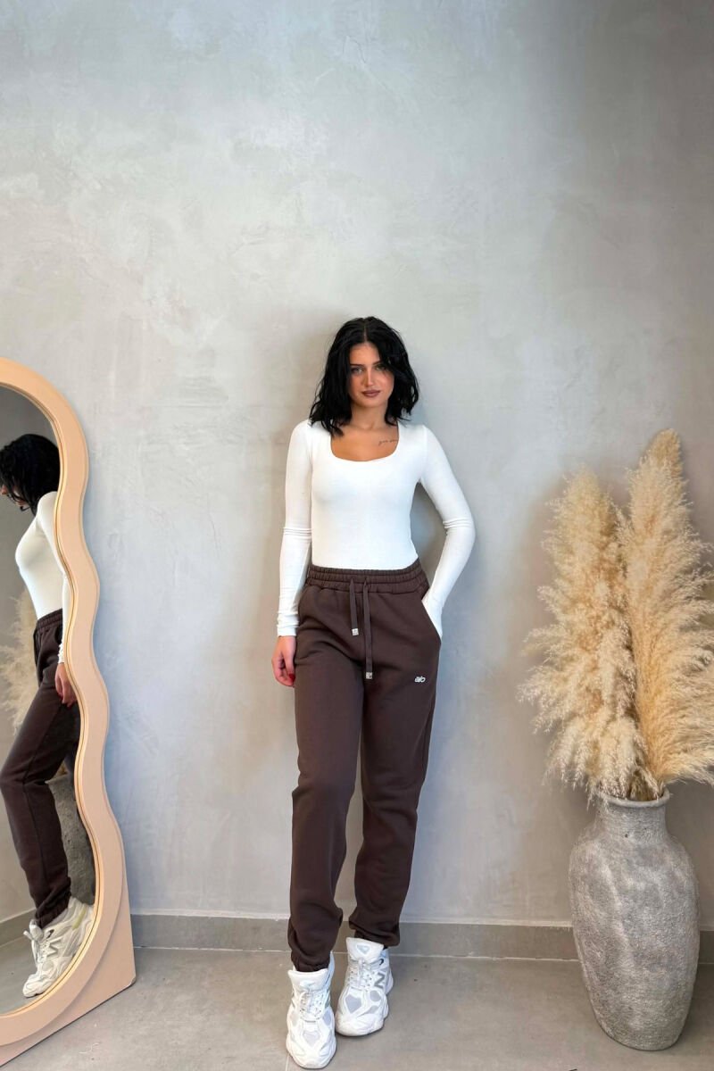 ONE COLOR ALO WRITTING WOMAN JOGGERS BROWN/KAFE - 1