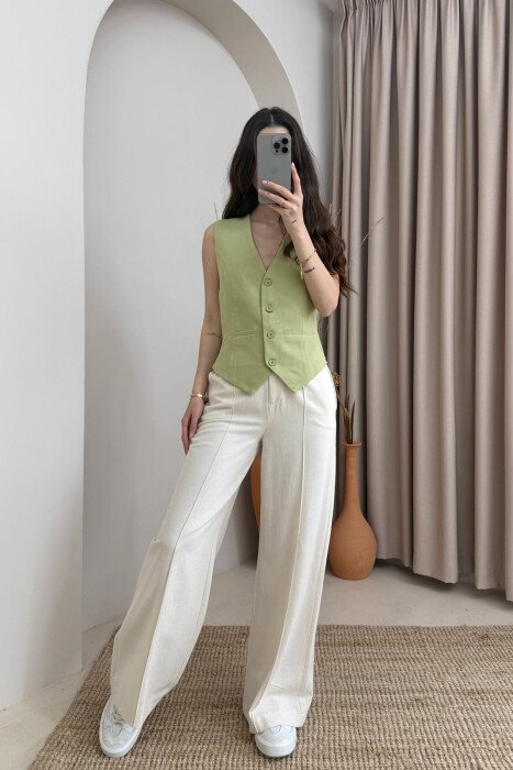 ONE COLOR BACK DETAIL WOMEN VEST MINT/MENTE - KLAUDIO FASHION