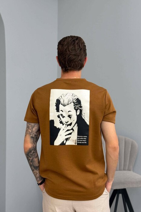 ONE COLOR BACK IMAGE MEN T-SHIRT BROWN/KAFE - 2
