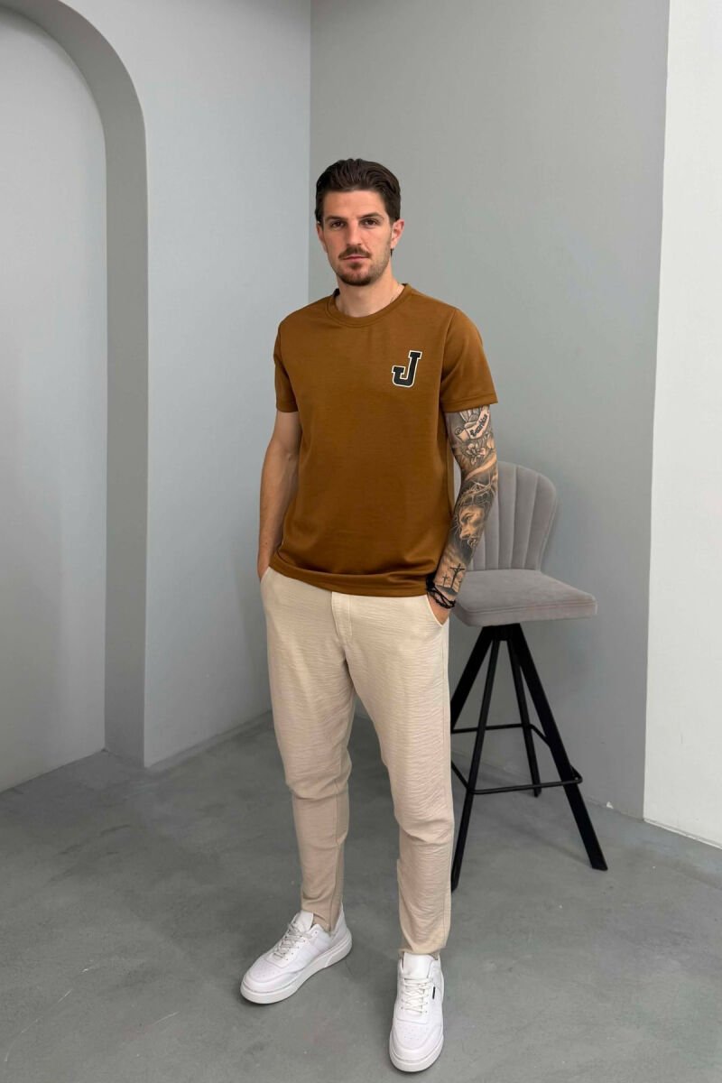 ONE COLOR BACK IMAGE MEN T-SHIRT BROWN/KAFE - 3