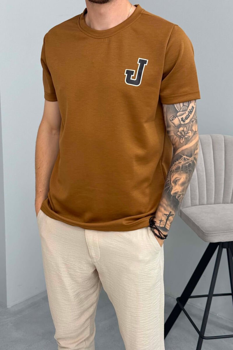 ONE COLOR BACK IMAGE MEN T-SHIRT BROWN/KAFE - 4