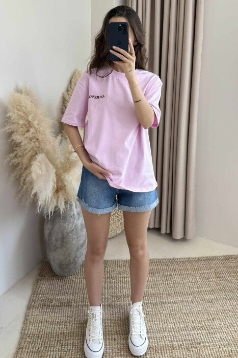 ONE COLOR BACK IMAGE ONE COLOR WOMEN T-SHIRT PINK/ROZE - 1