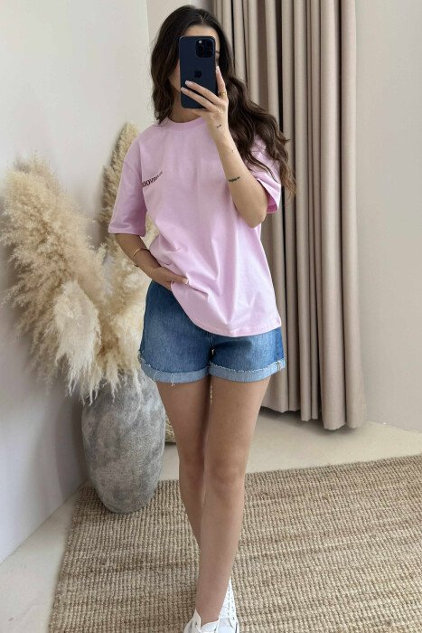 ONE COLOR BACK IMAGE ONE COLOR WOMEN T-SHIRT PINK/ROZE - 4