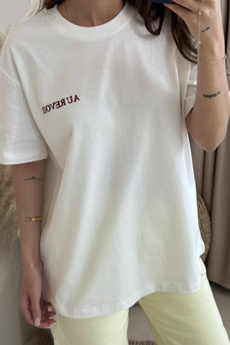 ONE COLOR BACK IMAGE ONE COLOR WOMEN T-SHIRT WHITE-E BARDHE - 2