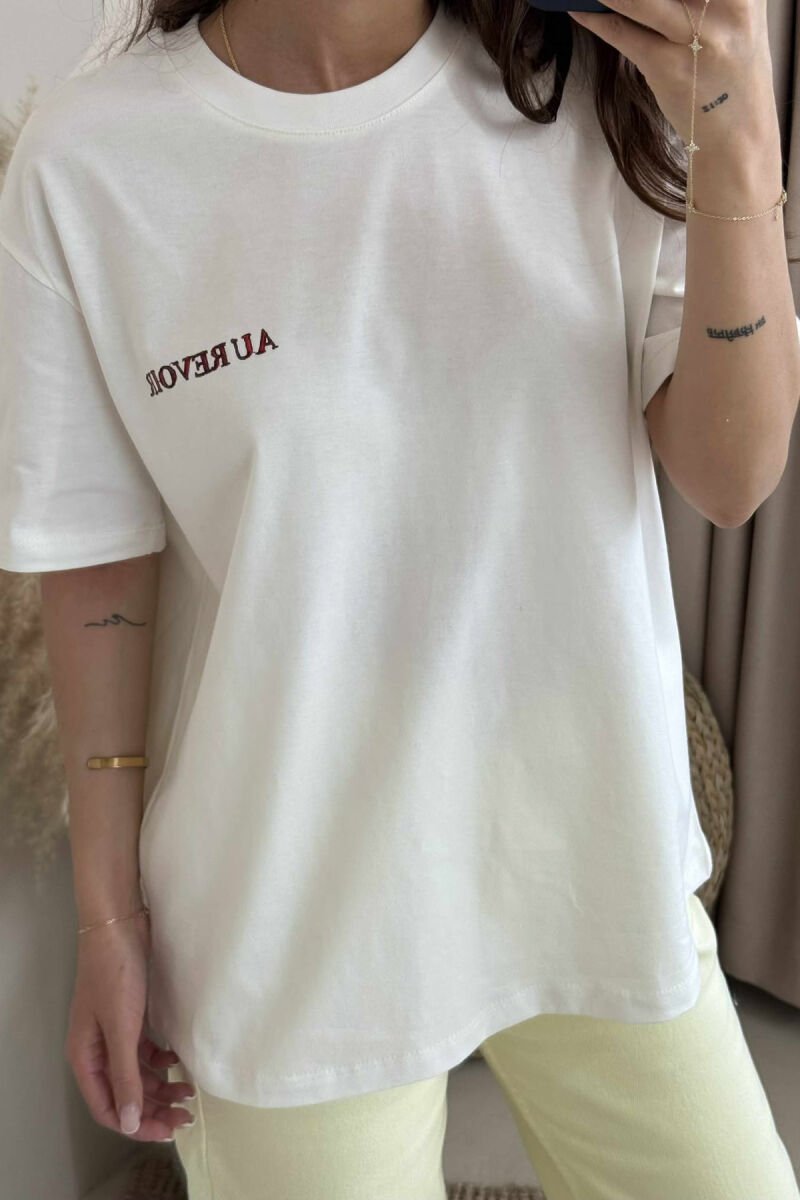ONE COLOR BACK IMAGE ONE COLOR WOMEN T-SHIRT WHITE-E BARDHE - 2