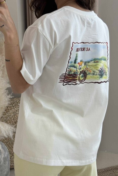 ONE COLOR BACK IMAGE ONE COLOR WOMEN T-SHIRT WHITE-E BARDHE - 3
