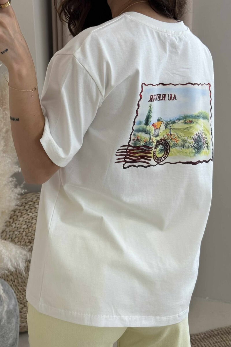 ONE COLOR BACK IMAGE ONE COLOR WOMEN T-SHIRT WHITE-E BARDHE - 3