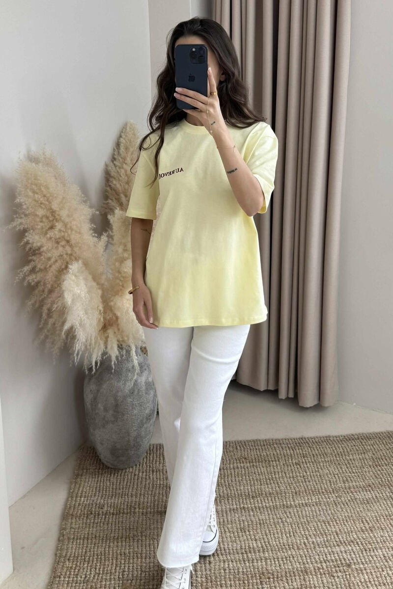 ONE COLOR BACK IMAGE ONE COLOR WOMEN T-SHIRT YELLOW/E VERDHE - 1
