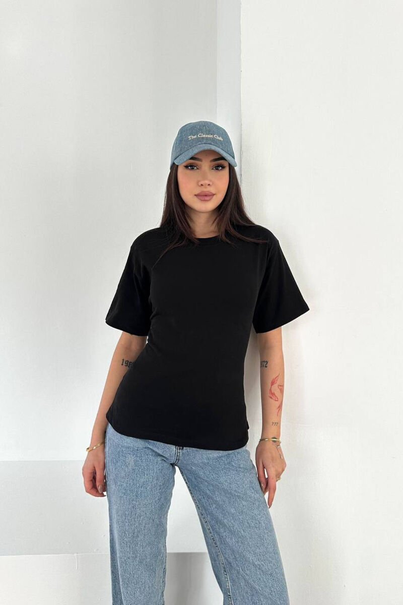 ONE COLOR BACK LACING WOMAN T-SHIRT BLACK/ E ZEZE - 1