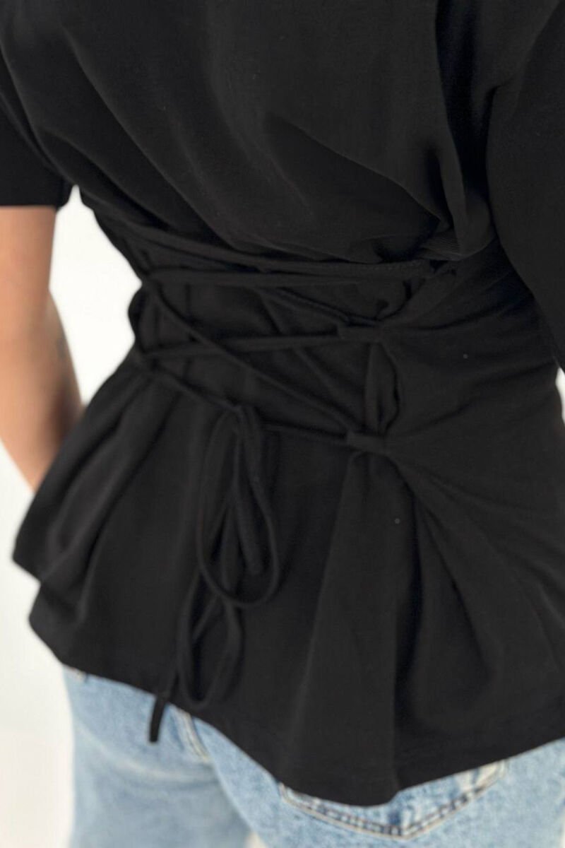 ONE COLOR BACK LACING WOMAN T-SHIRT BLACK/ E ZEZE - 2
