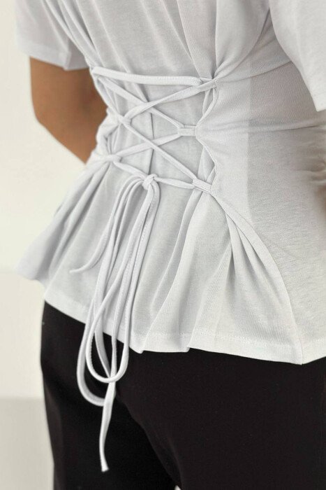 ONE COLOR BACK LACING WOMAN T-SHIRT WHITE-E BARDHE - 3