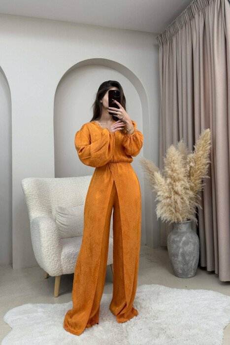 ONE COLOR BACK ZIPPER DETAIL WOMEN JUMPSUIT MUSTARD/MUSTARDE - 1