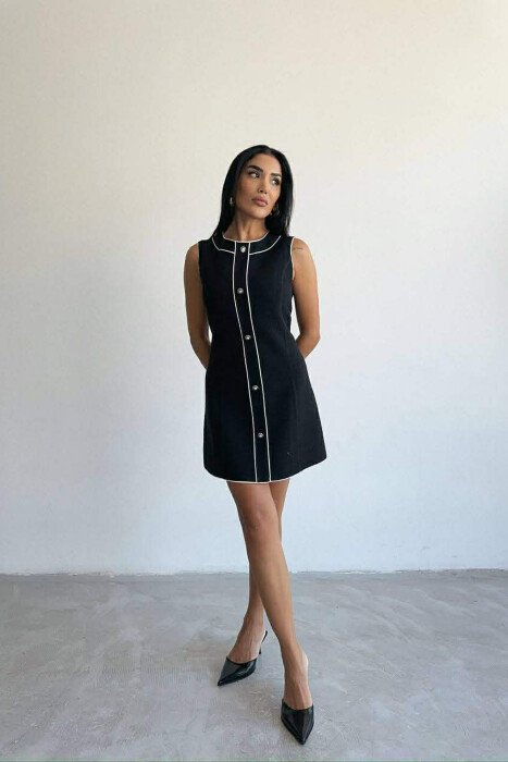 ONE COLOR BACK ZIPPER SLEEVELESS WOMEN DRESS BLACK/ E ZEZE - 1