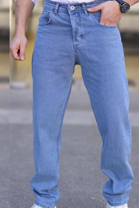 ONE COLOR BAGGY MEN JEANS LIGHTBLUE/BZ - KLAUDIO FASHION