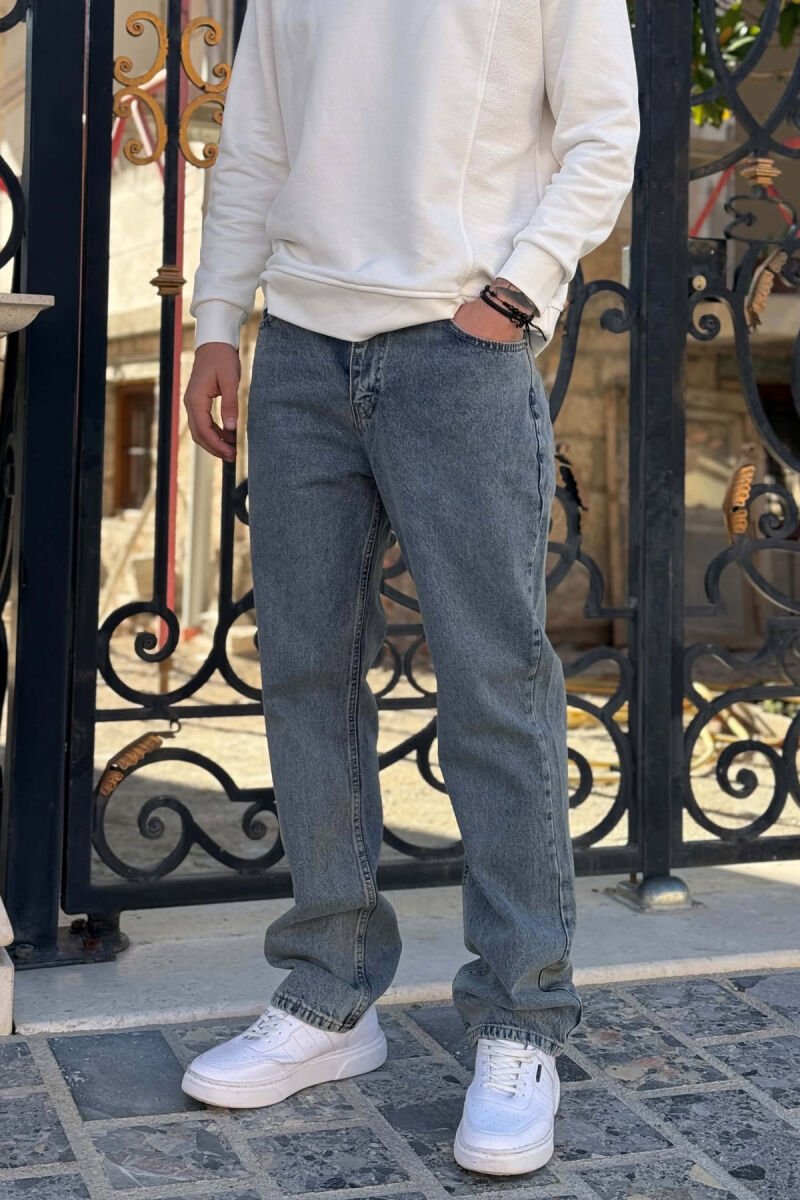 ONE COLOR BAGGY MEN JEANS LIGHTBLUE/BZ - 4