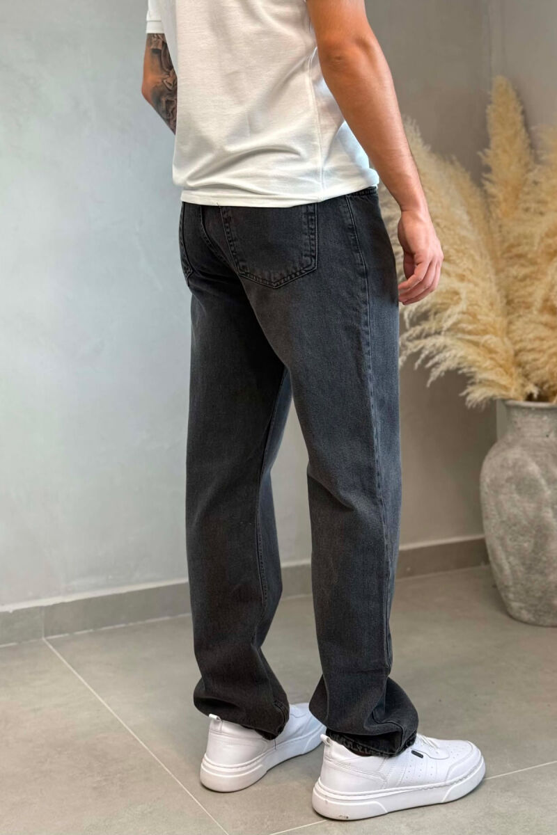 ONE COLOR BAGGY SIMPLE MEN JEANS DARK GREY/GEE - 2