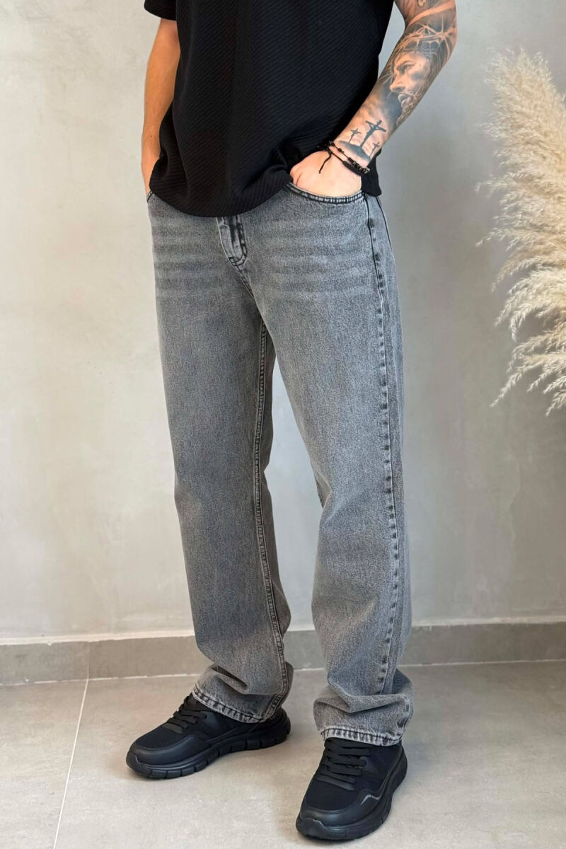 ONE COLOR BAGGY SIMPLE MEN JEANS GREY/GRI - 4