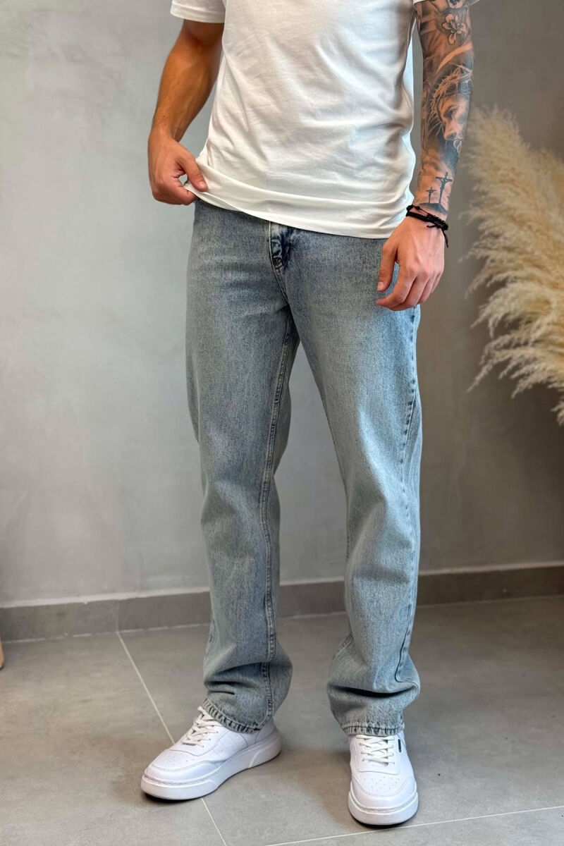 ONE COLOR BAGGY SIMPLE MEN JEANS LIGHTBLUE/BZ - 2