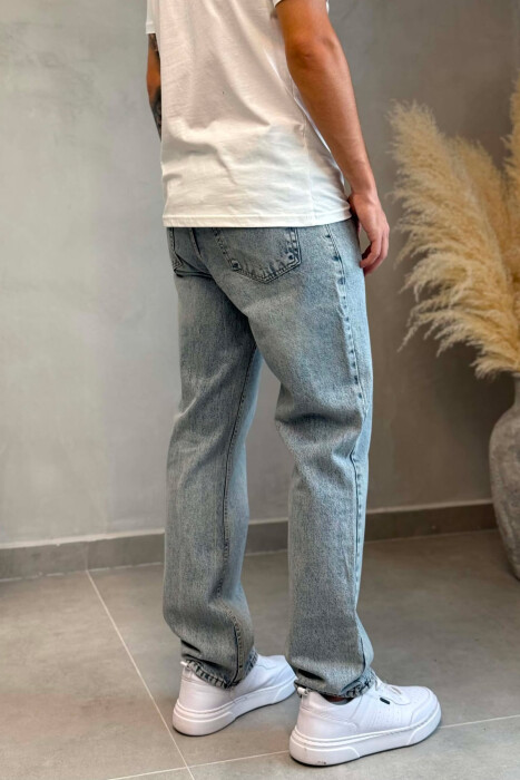 ONE COLOR BAGGY SIMPLE MEN JEANS LIGHTBLUE/BZ - 3