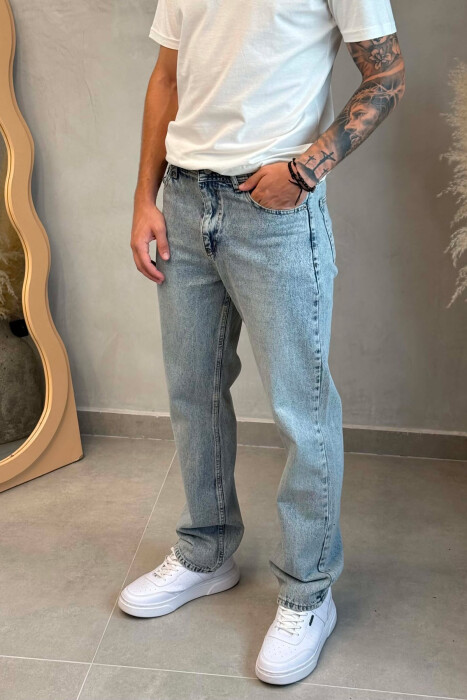 ONE COLOR BAGGY SIMPLE MEN JEANS LIGHTBLUE/BZ - 4