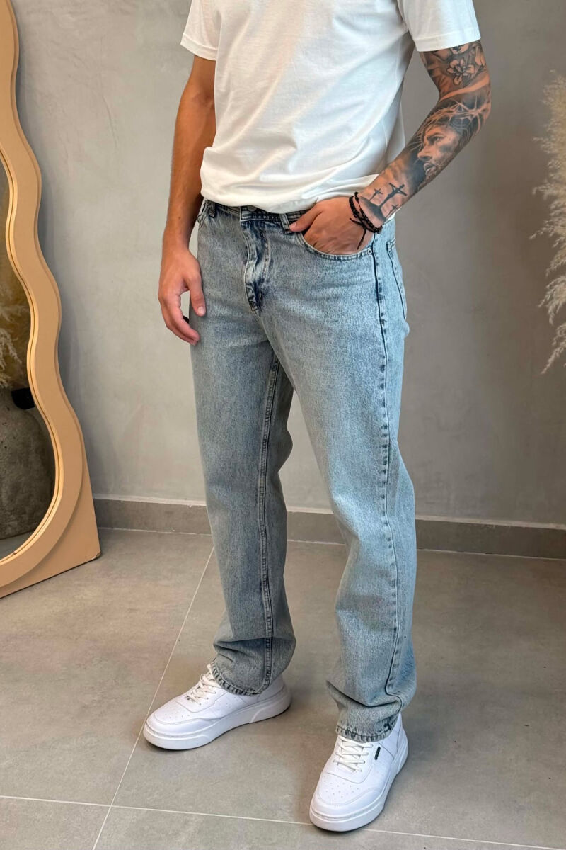 ONE COLOR BAGGY SIMPLE MEN JEANS LIGHTBLUE/BZ - 4