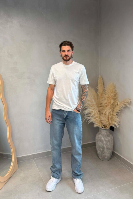 ONE COLOR BAGGY SIMPLE MEN JEANS LIGHTBLUE/BZ - KLAUDIO FASHION