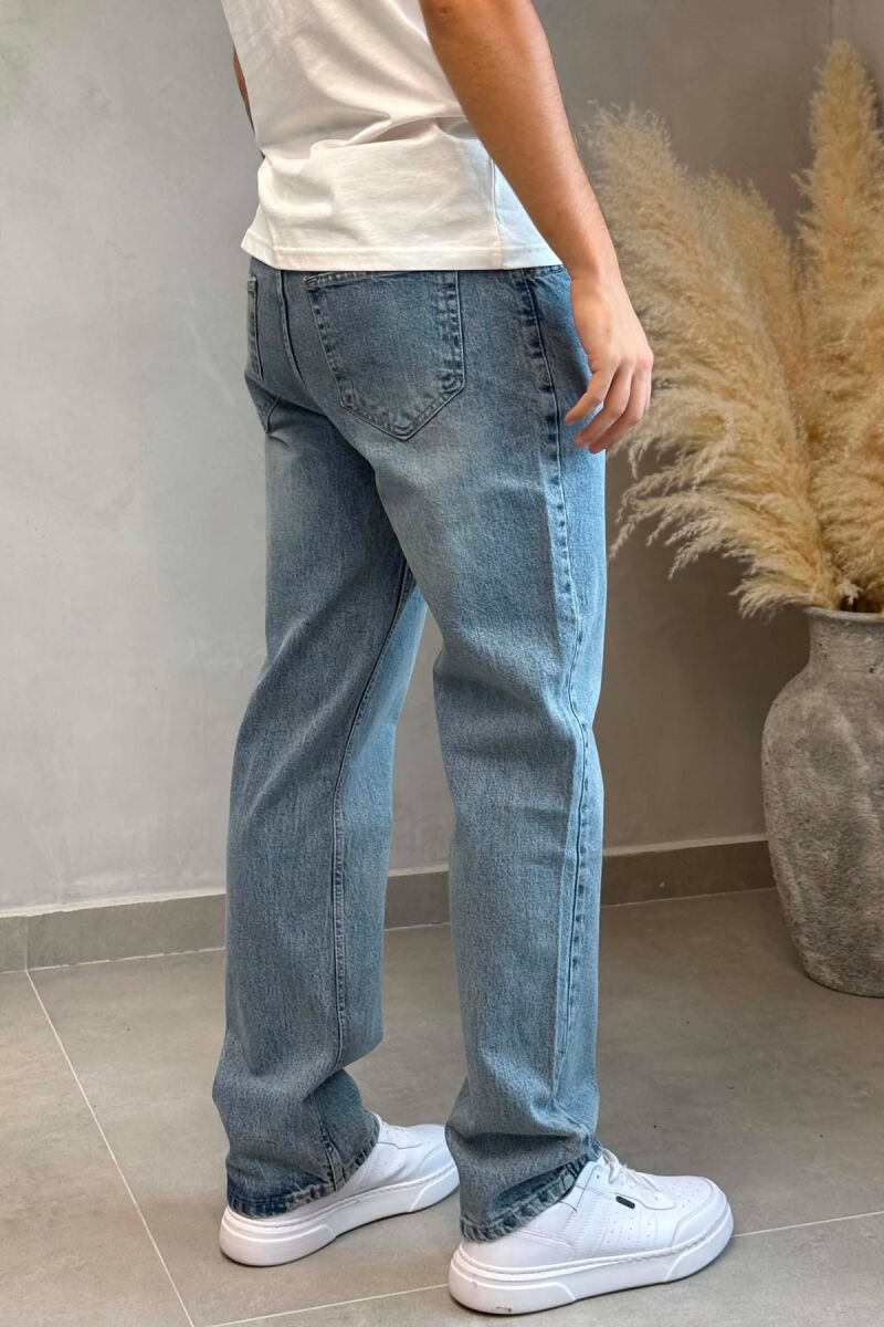 ONE COLOR BAGGY SIMPLE MEN JEANS LIGHTBLUE/BZ - 3