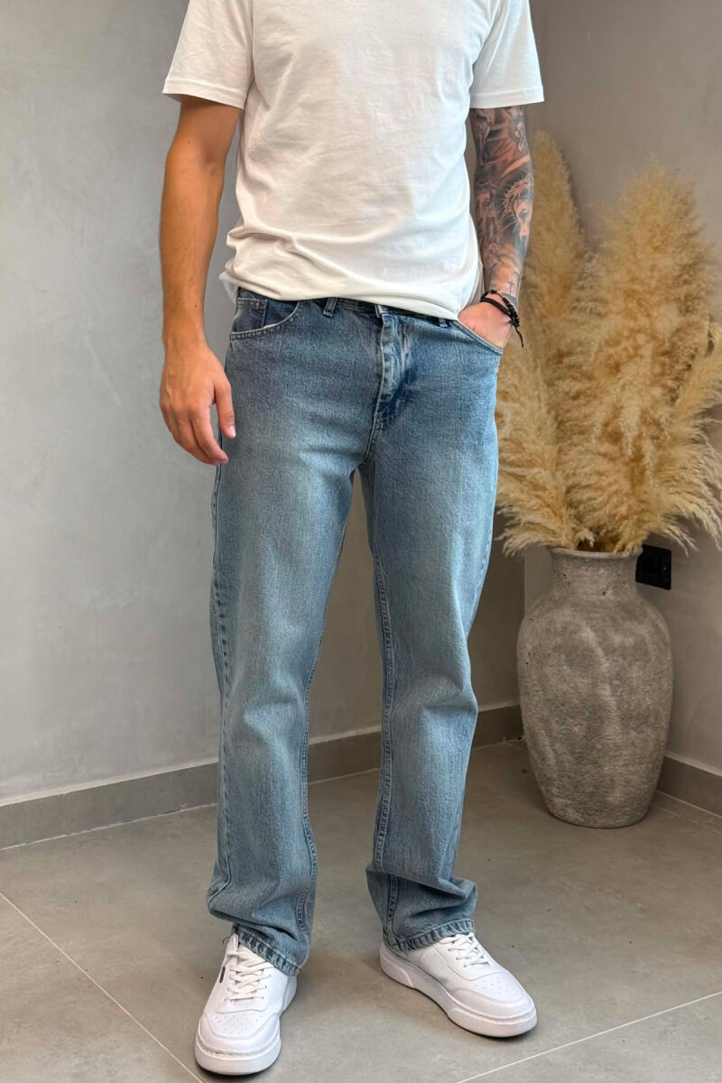 ONE COLOR BAGGY SIMPLE MEN JEANS LIGHTBLUE/BZ - 4