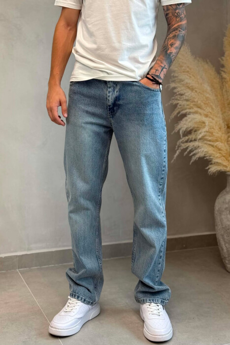 ONE COLOR BAGGY SIMPLE MEN JEANS LIGHTBLUE/BZ - 5