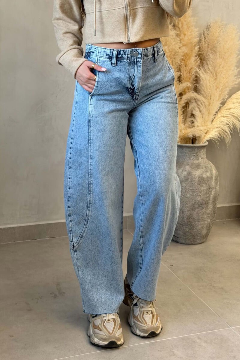 ONE COLOR BALLON CUTTED EDGES WOMAN JEANS LIGHTBLUE/BZ - 2