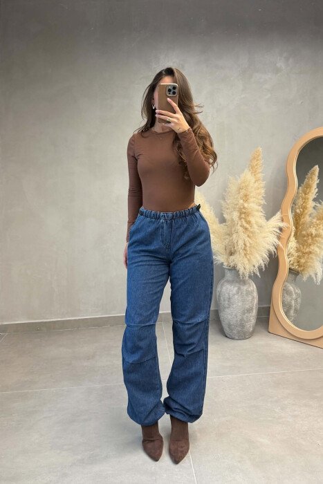 ONE COLOR BALLON WOMAN JEANS BLUE/BLU - KLAUDIO FASHION