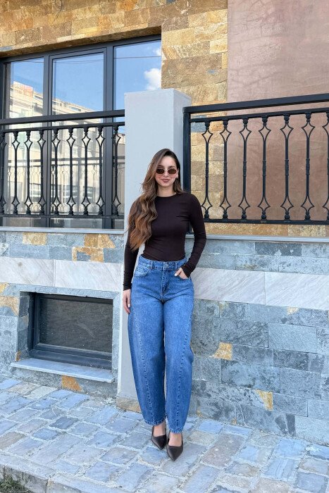 ONE COLOR BALLON WOMAN JEANS BLUE/BLU - KLAUDIO FASHION