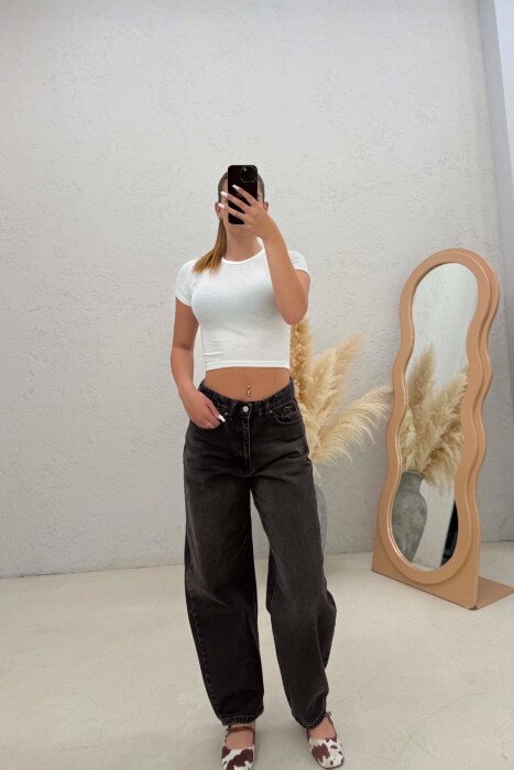 ONE COLOR BALLON WOMAN JEANS BROWN/KAFE 