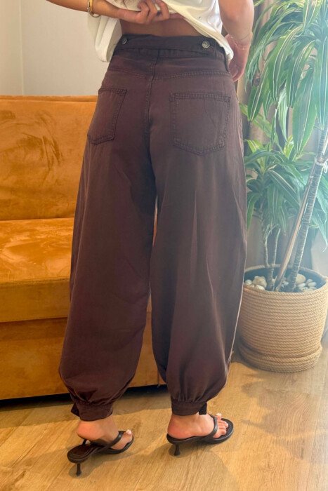ONE COLOR BALLON WOMAN JEANS BROWN/KAFE - 6