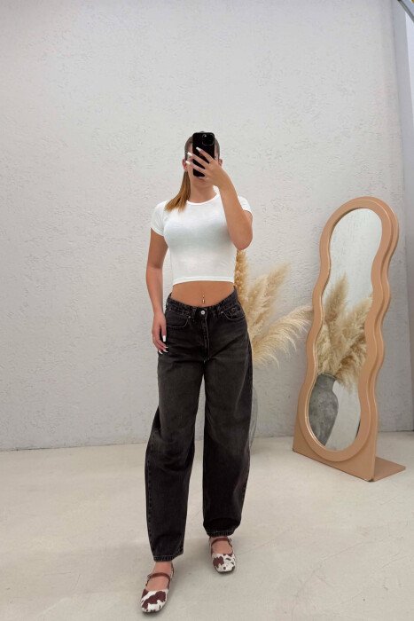 ONE COLOR BALLON WOMAN JEANS BROWN/KAFE - 4
