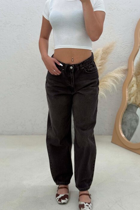 ONE COLOR BALLON WOMAN JEANS BROWN/KAFE - 5