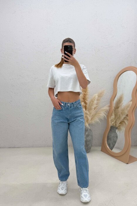 ONE COLOR BALLON WOMAN JEANS LIGHTBLUE/BZ - KLAUDIO FASHION